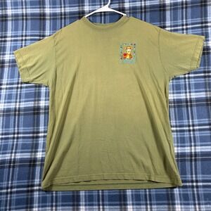 Vintage Disney Pooh Tigger Embroidered Olive Green T-Shirt XL Mens Apple Graphic